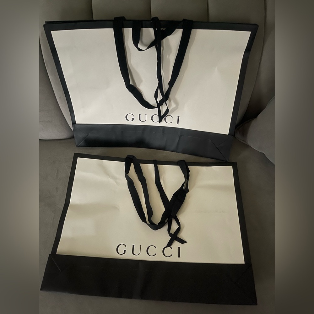 GUCCI 2 Empty White Shopping Bags